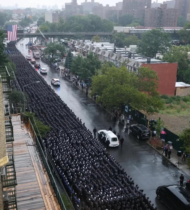 Thousands of police officers attended NYPD Officer Islam's funeral in the Bronx. Picture posted by the Edison Police Department on Facebook.
