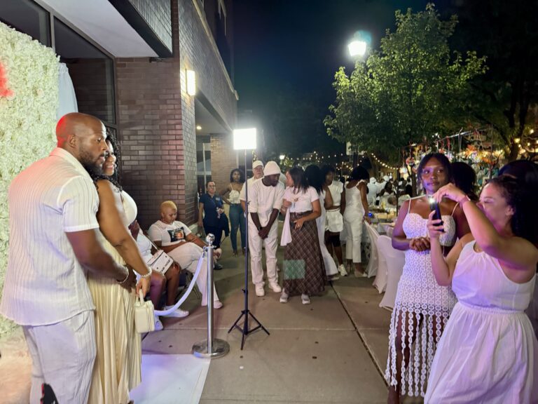 Guests pose for photos at the selfie station during Rahway’s Cherry Street Soiree.