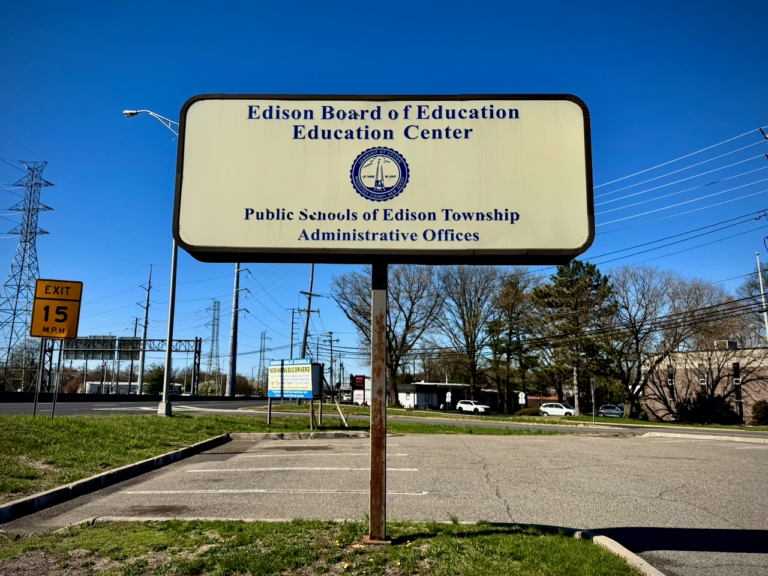 Sign for the Edison Board of Education Education Center and Public Schools of Edison Township Administrative Offices, located near Route 1 in Edison, New Jersey.