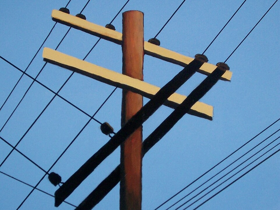 Telephone Pole Wires Crossed Landscape