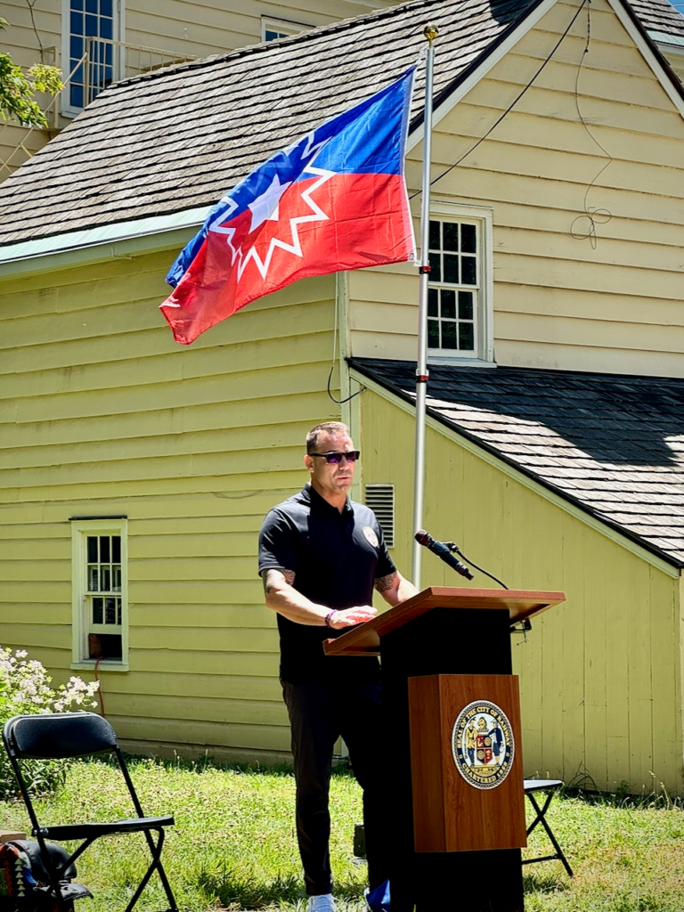Rahway Mayor Raymond Giacobbe Jr. speaks at the city’s Juneteenth celebration at the Merchants and Drovers Tavern on June 20, 2026.